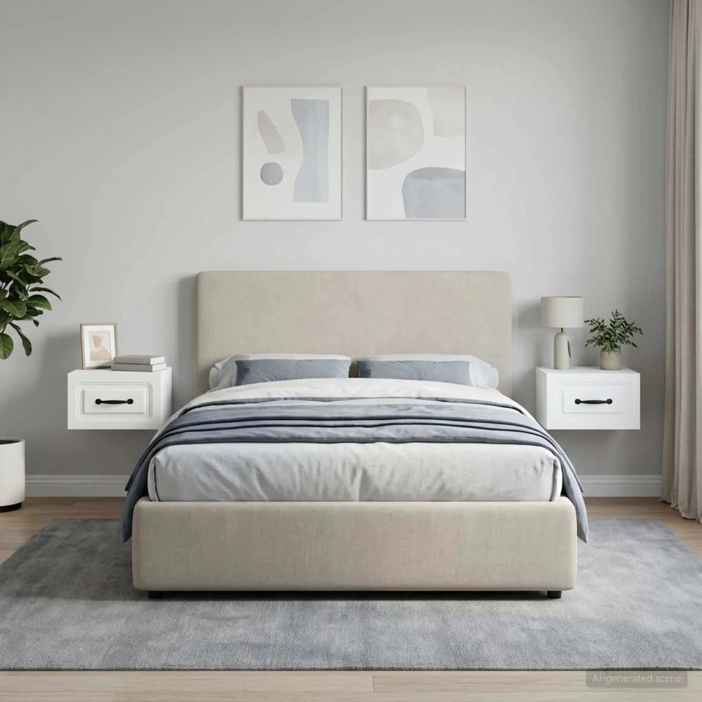 Mobiletto da notte a muro 2 pcs Bianco 34,5 x 33 x 20 cm 899276