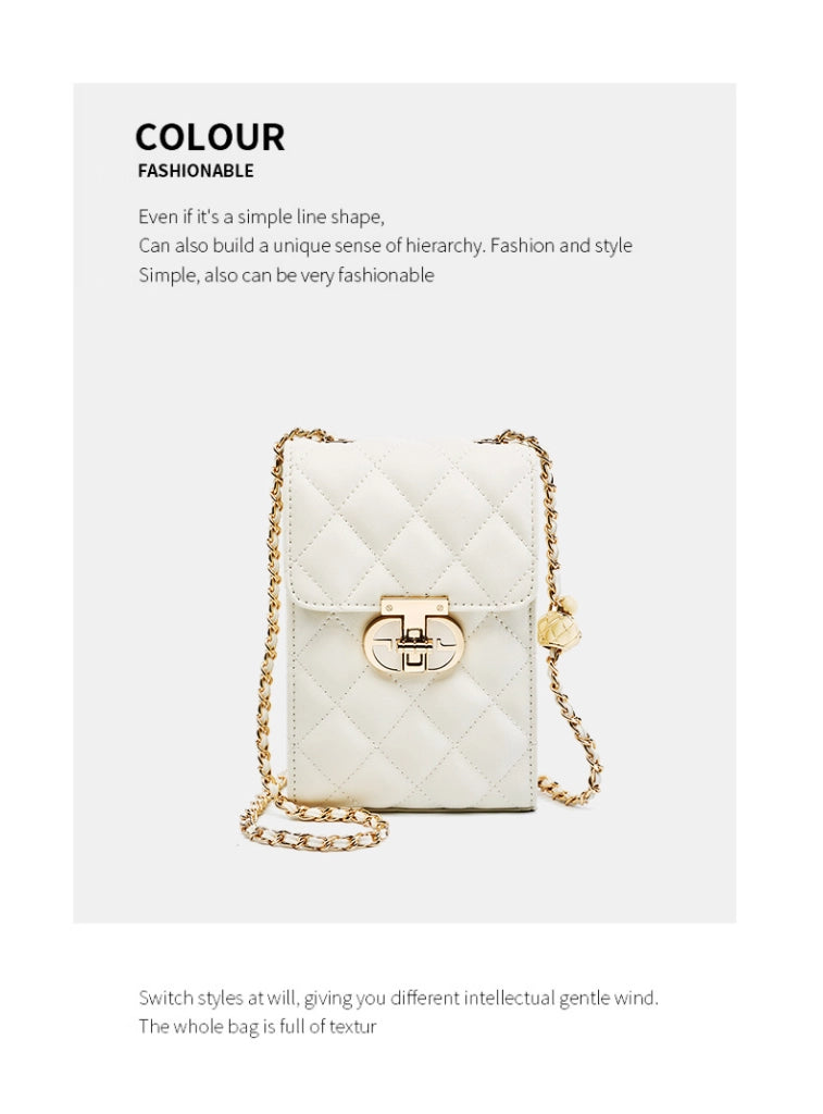 Borsa da donna in vera pelle, mini borsa per cellulare, borsa a tracolla estiva da donna, bianca