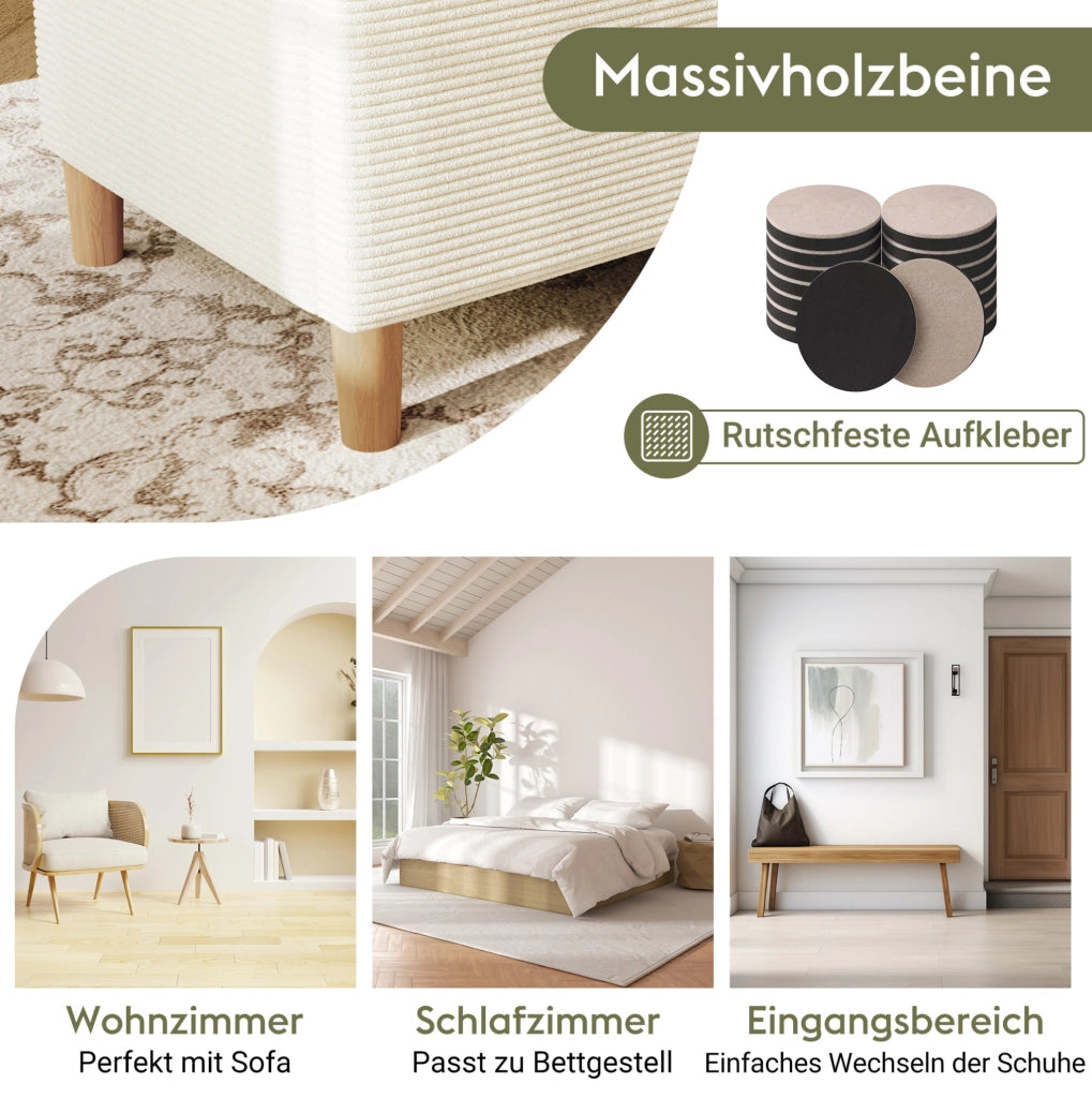 Letto matrimoniale 140x200 cm con LED e panca contenitore; MDF e truciolare; rovere e beige