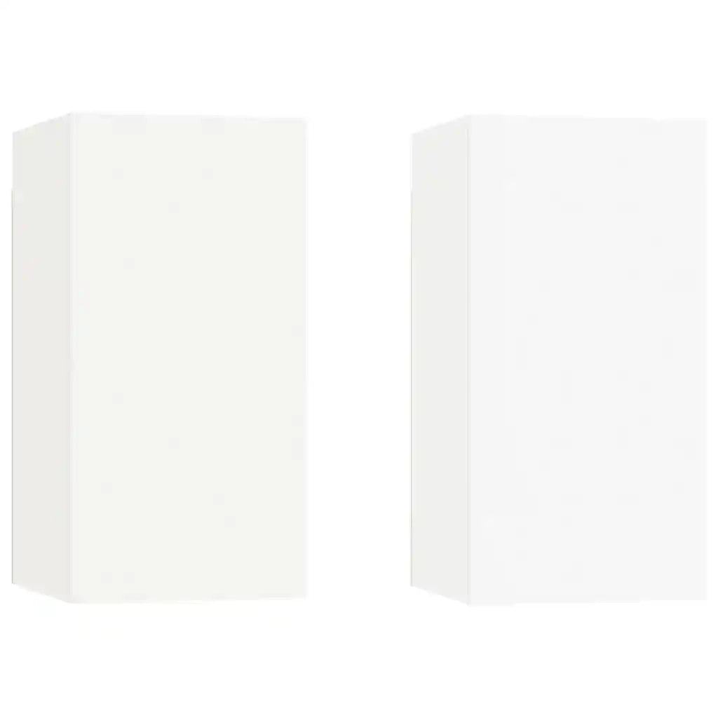 Mobili TV Bianchi 2 pz-Credenza per TV 30,5x30x60 cm in Legno Multistrato