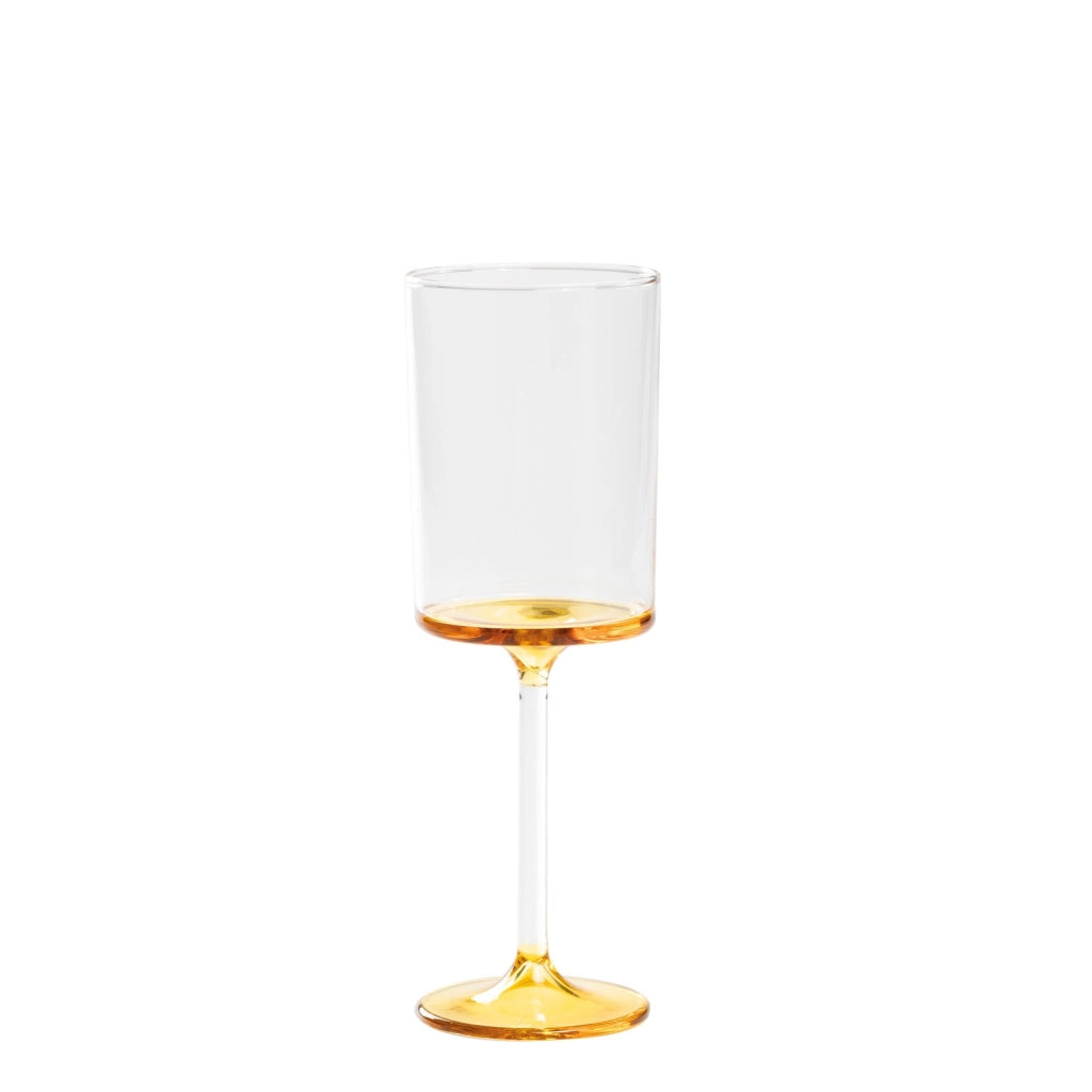 Discobolo Set 4 Calici Vino Bianco in Vetro Borosilicato Soffiato a Mano con Fondello Giallo Oro, Capacità 31 cl per Degustazione Elegante e Versatile