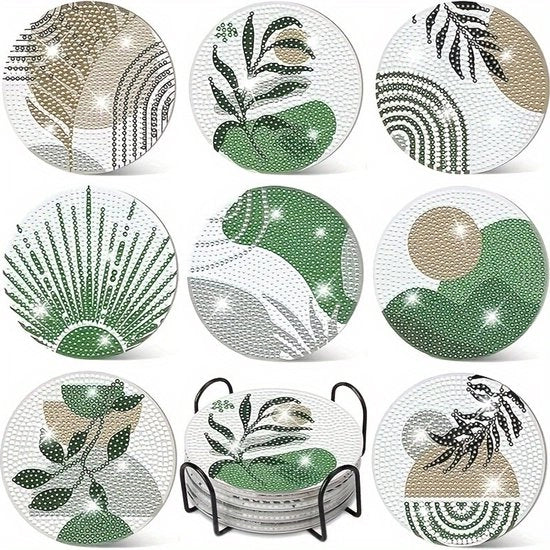 Set di pittura con diamanti a 8 pezzi - Set di pittura con diamanti per adulti - Non assorbente - Flessibile - Riciclabile - Disegno di fiori