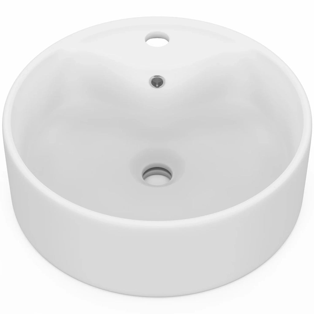 IDMarket - Lavabo rotondo a colonna in ceramica bianca L. 41 x L. 41 x H. 15,5 cm
