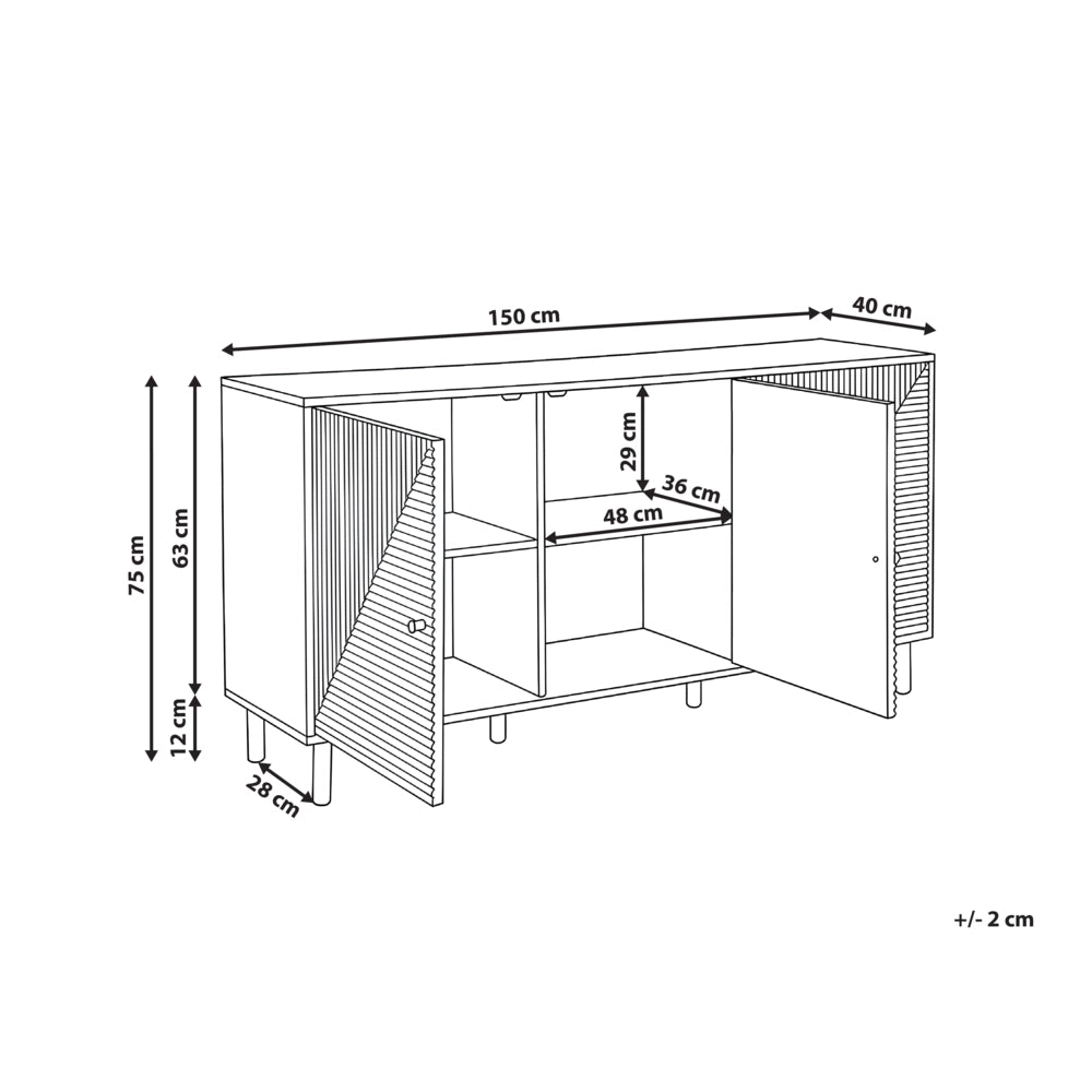 Credenza a 3 ante in MDF marrone chiaro con gambe in legno di pino mobile indipendente con ripiani mobile contenitore per la casa credenza alta in stile minimalista
