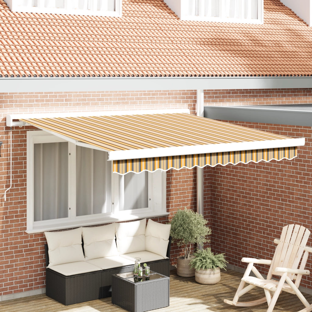 Ombrello retrattile manuale a righe multicolore 350x250 cm