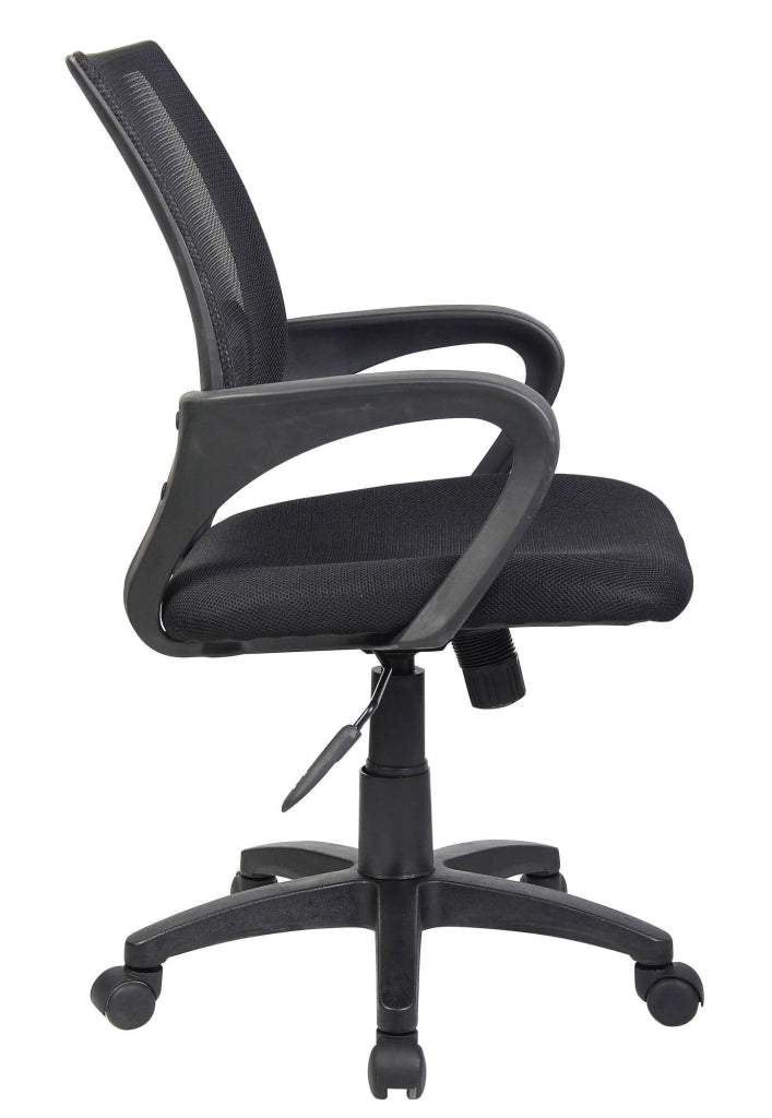 Sedia da ufficio Reticolo, Sedia operativa a rete con braccioli, Seduta ergonomica da ufficio, 59x54h90/100 cm, Nero