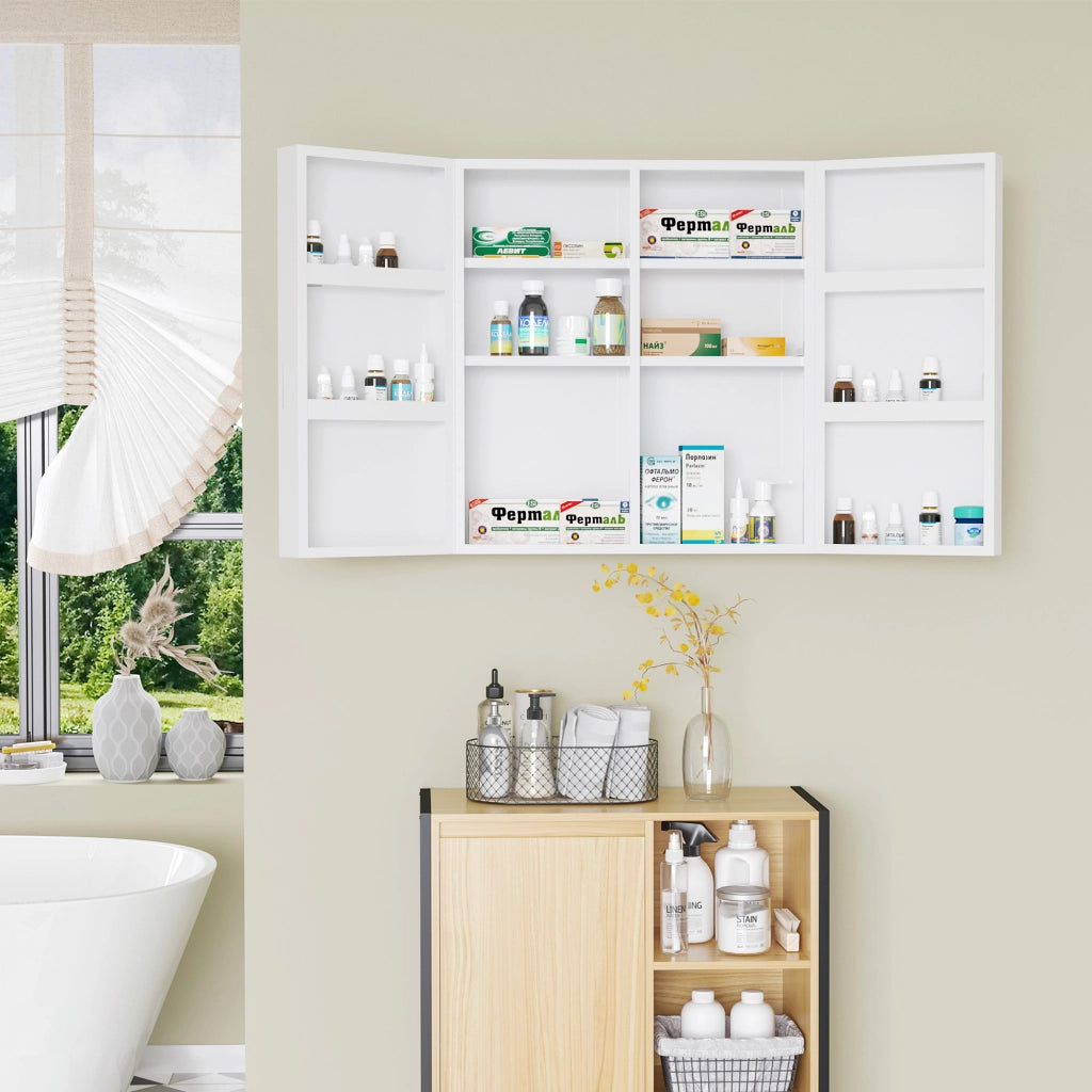 Armadio Farmacia 6 Ripiani con Serratura e 2 Chiavi ¨C Zephmum ¨C Bianco 55x18x60 cm