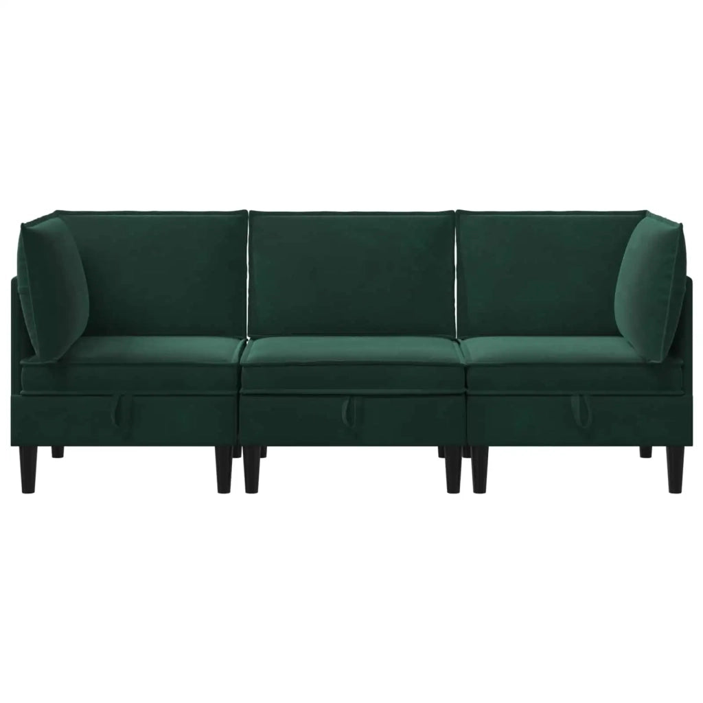 Set di mobili per il soggiorno 3 pcs Verde Scuro Velluto