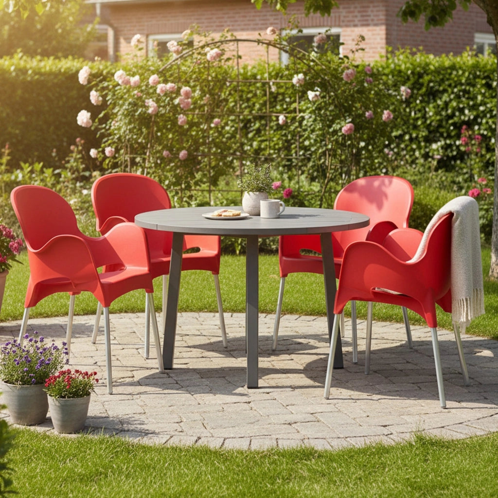 Raimund, Sedia da Esterno 4 Sedie Made in Italy, Rosso