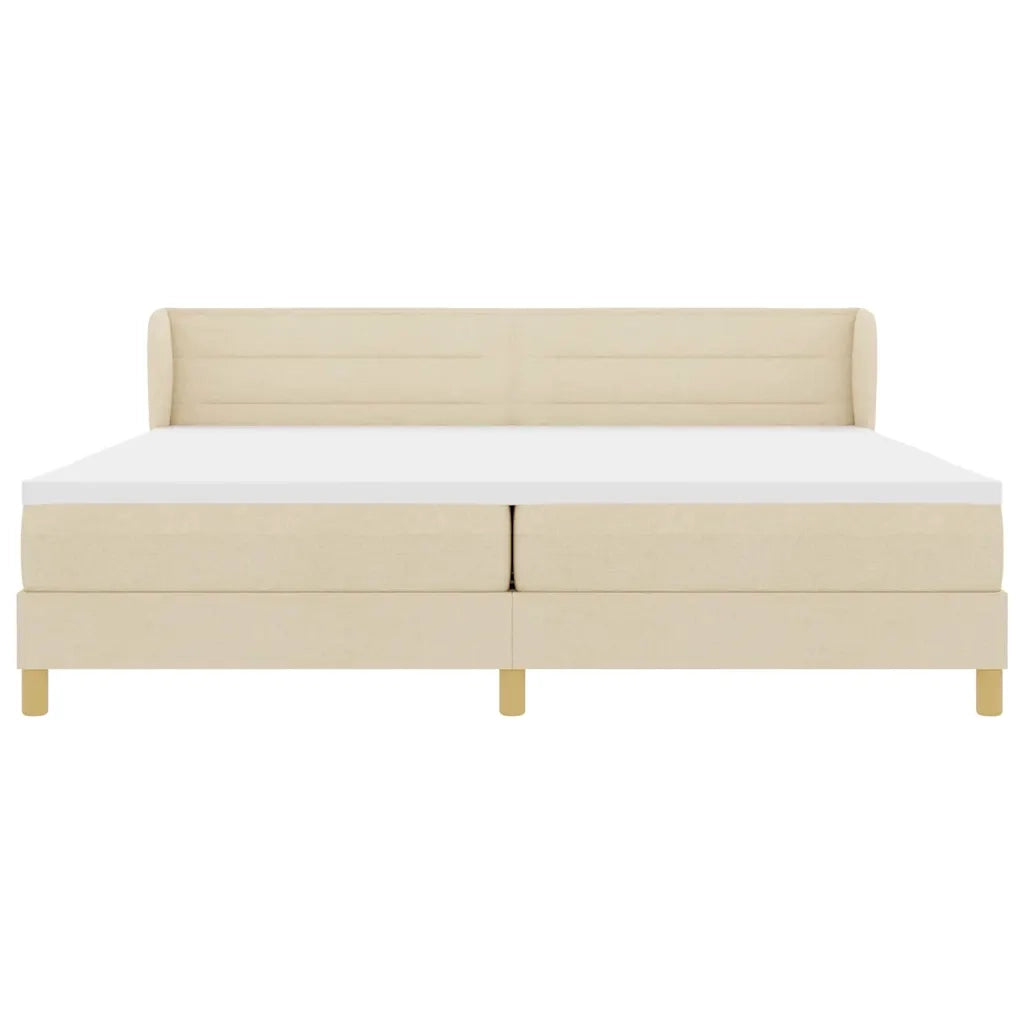 Letto a molle con materasso Crema 200 x 200 cm Tessuto 3340176
