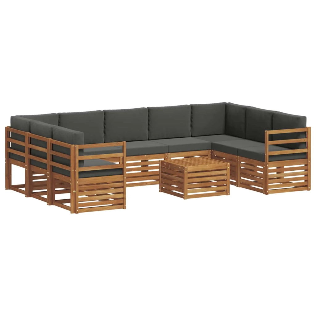 Set divani 10 pcs Naturale e Antracite Legno di Acacia Massello 3375502