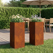 Vaso da giardino 2 pz Ruggine 20 x 20 x 40 cm Acciaio Corten 8005301
