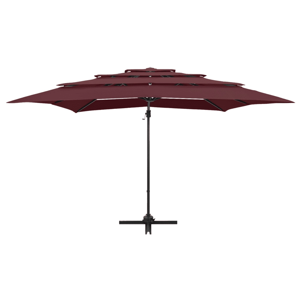 Ombrellone a 4 Livelli Palo in Alluminio-Ombrello da giardino 250x250 cm Bordeaux