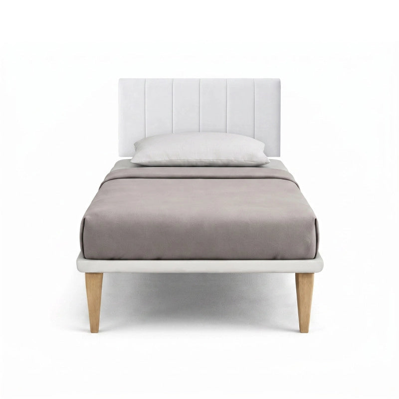 Letto imbottito Singolo 80x190 cm Vertical - Bianco,Similpelle,Con rete