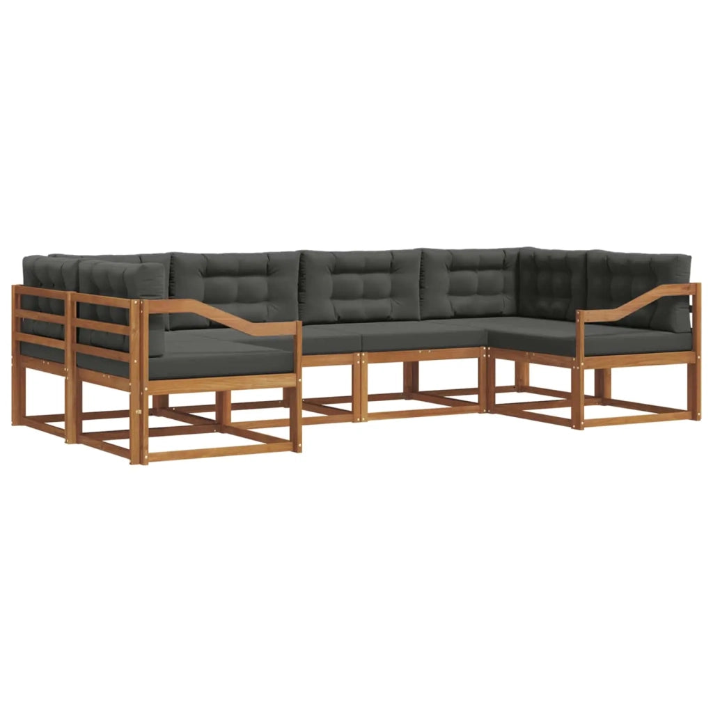 Set di divani da esterno con cuscino 6 pcs Naturale e Antracite