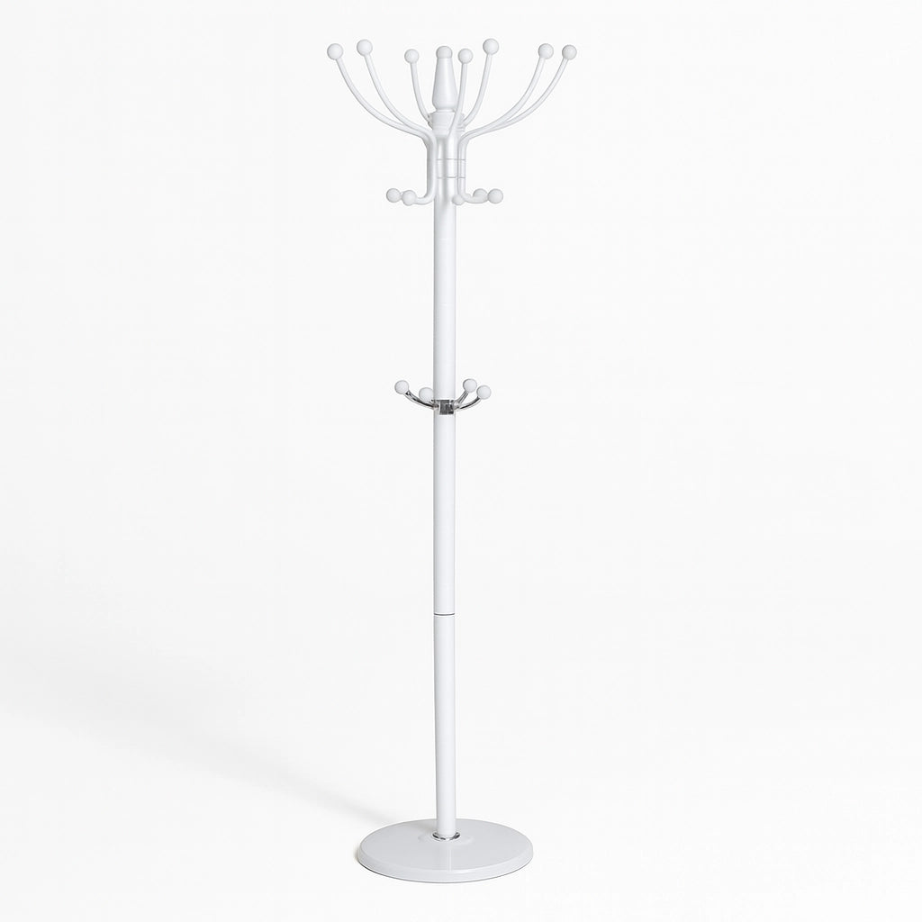 Appendi Abiti Autoportante base rotonda Con 16 Ganci Metallo 36x175 cm (Bianco)