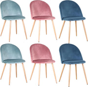 GrandCA HOME Set di 6 Sedie per Sala da Pranzo in Velluto, Sedie da Cucina Imbottite con Gambe in Metallo, per Soggiorno, Verde+Blu+Rosa