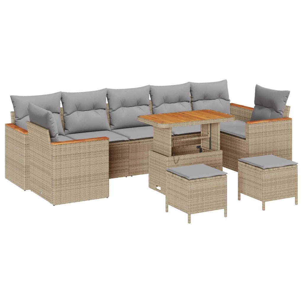 Set Divano da Giardino 10 pcs Beige polyrattan 3362902