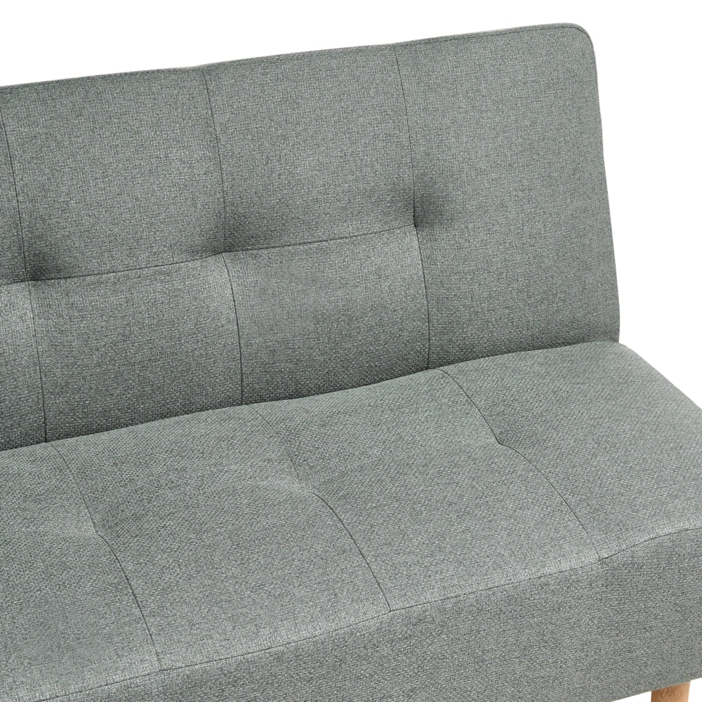 Divano letto in tessuto verde con gambe in legno chiaro 3 posti in stile scandinavo