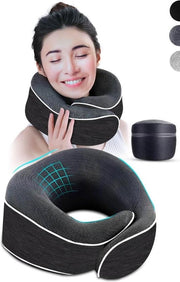 Nekcuscino ergonomico da viaggio 360° con chiusura a clip - supporto ergonomico per il collo con copertura lavabile - comfort e relax - cuscino morbido come il velluto Nekcuscino aereo 2.0