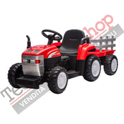 Tecnobike Shop - Trattore Elettrico Per Bambini  con Rimorchio 12V-Rosso