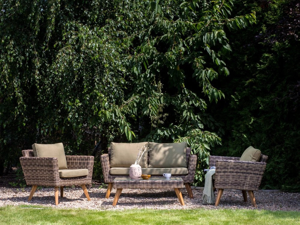 Set di copricuscini per giardino verde oliva resistente ai raggi UV e con cerniera.