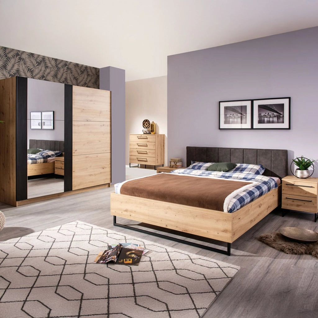 Letto Matrimoniale Chiusa, Letto Matrimoniale Testiera Imbottita, Marrone Rovere Nodi