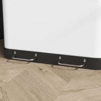 Bidone da Cucina 2 x 30L con Pedale in Acciaio Inossidabile, 2 Scomparti, Coperchio a Chiusura Morbida, 60L, Bianco