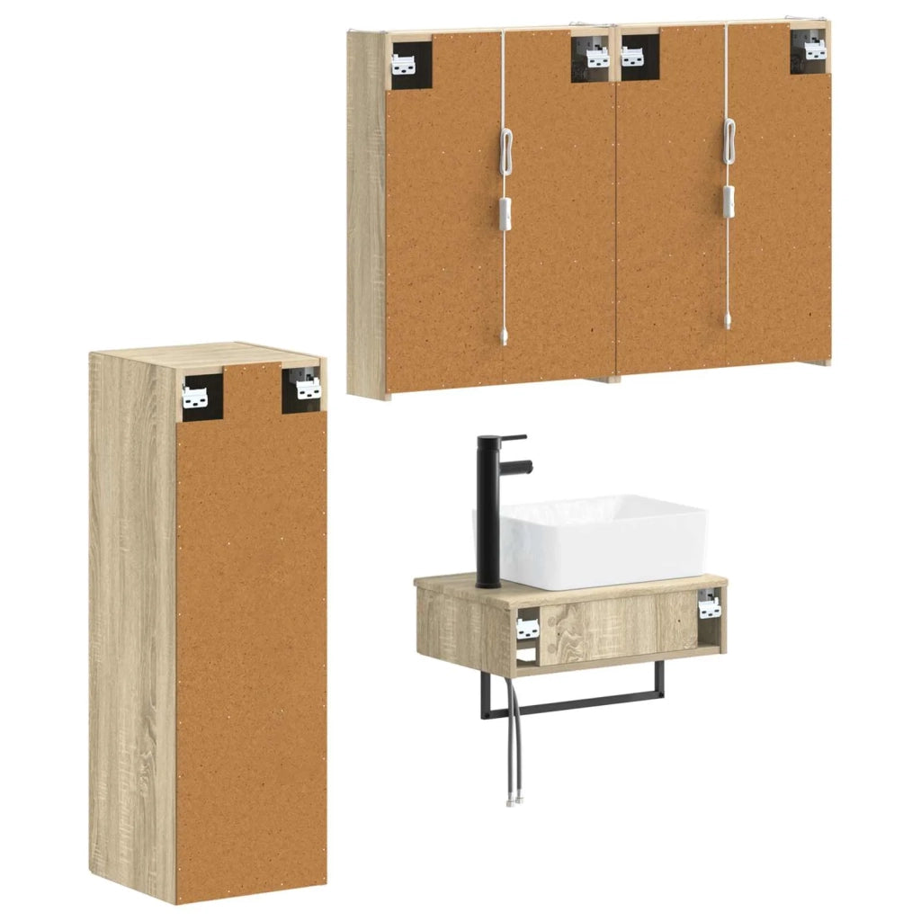 Set di mobili per il bagno 4 pz Rovere Sonoma 3407401