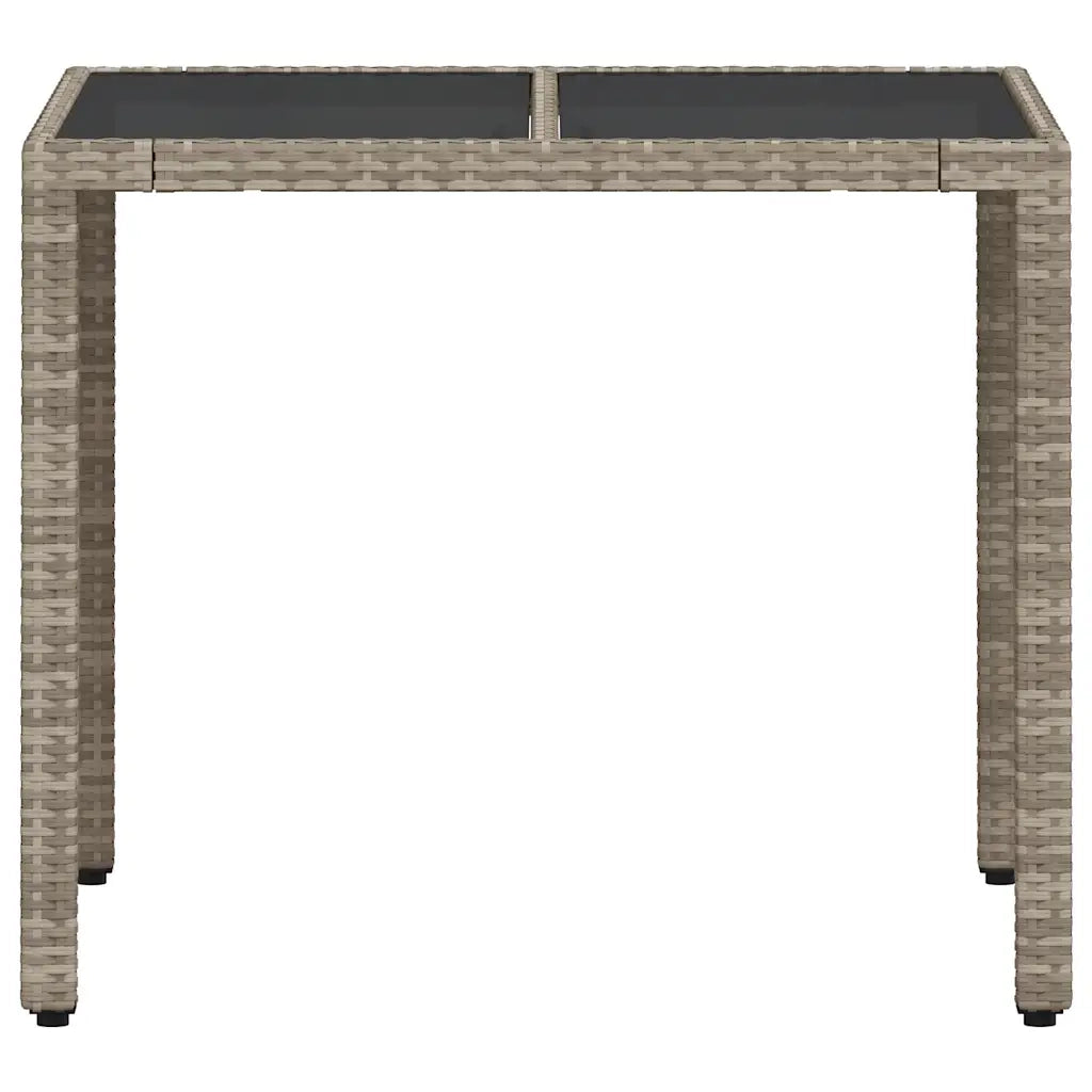 Tavolo Giardino Piano Vetro Grigio Chiaro 90x90x75cm Polyrattan 368122