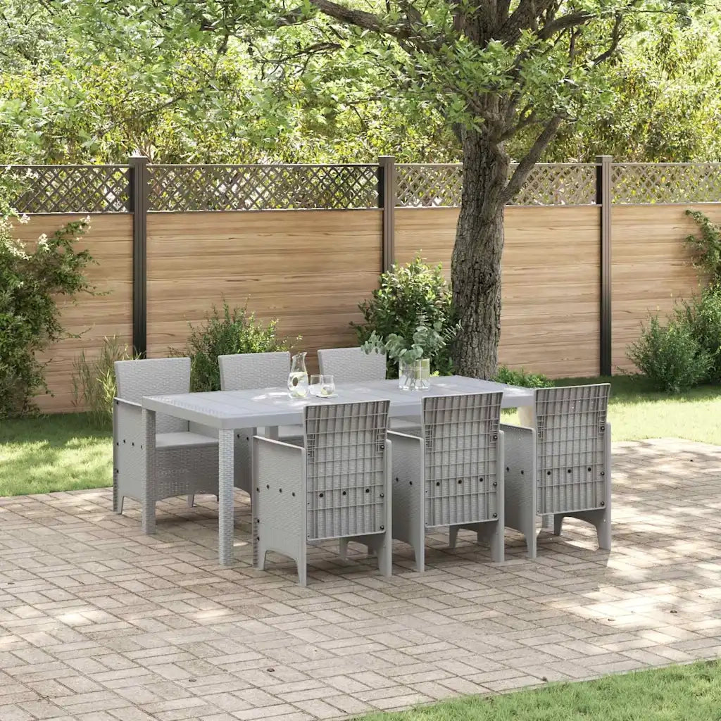 Set da Pranzo per Giardino 7 pcs Grigio chiaro Polipropilene