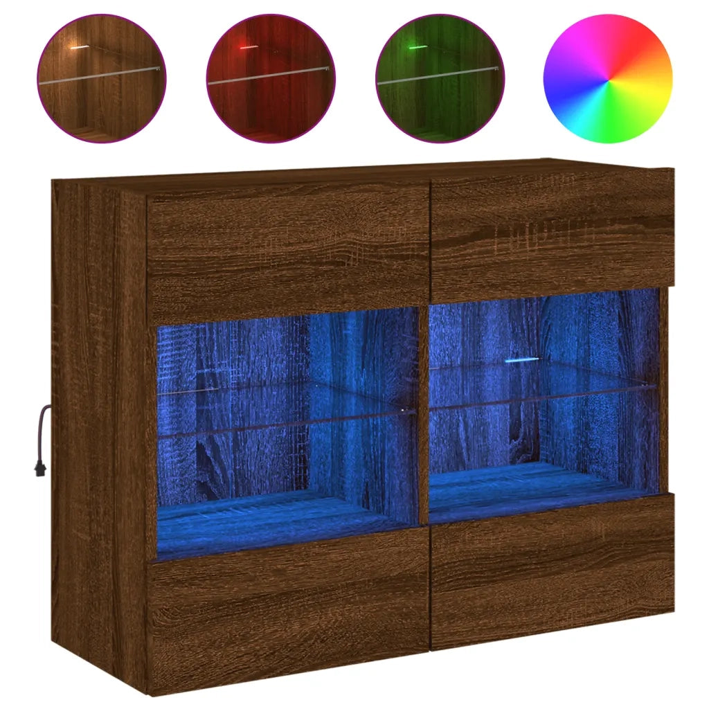 Mobile TV a Parete con Luci LED Rovere Marrone 78,5x30x60,5 cmcod mxl 110114