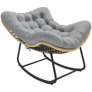 Poltrona a dondolo in resina intrecciata ¨C zephmum ¨C con cuscino, grigio