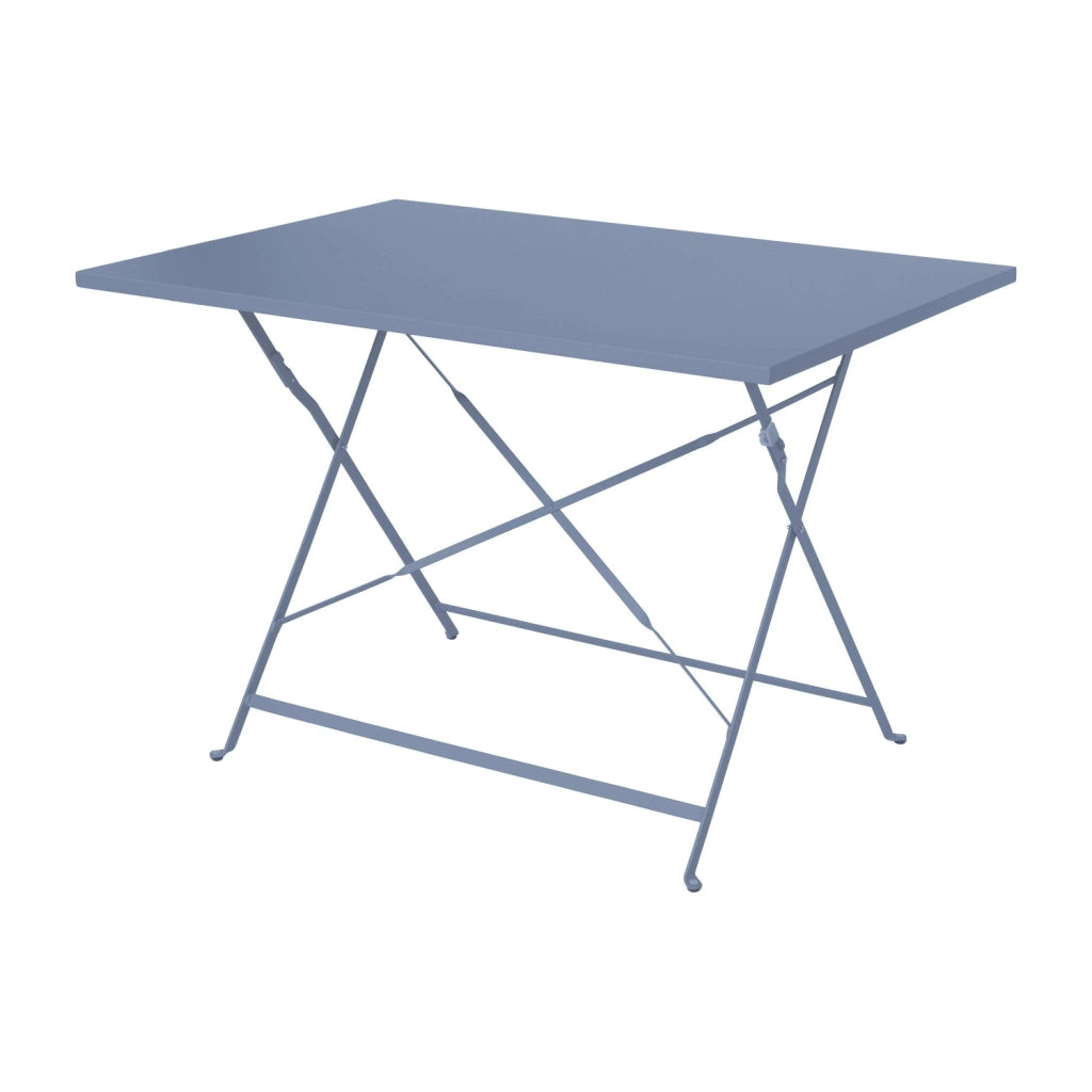 Set tavolo da giardino pieghevole in acciaio con 4 sedie, 110cm, blu