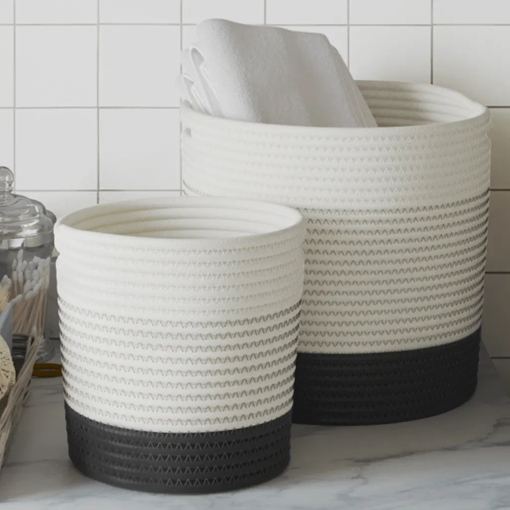 Cestini Portaoggetti 2 pz Bianco e Nero in Cotone CFW8605980