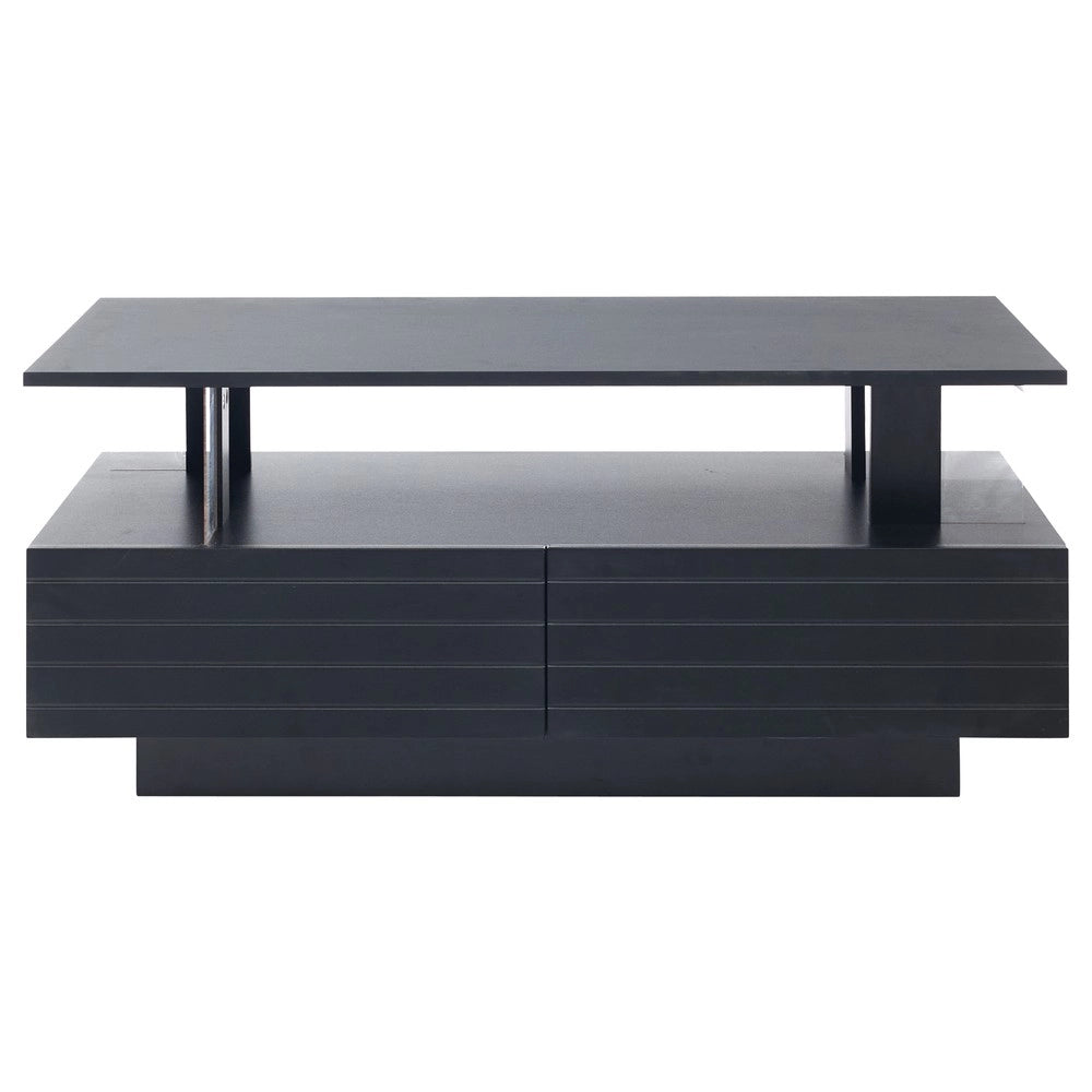 Tavolino da Caff¨¨ LED con Bluetooth ¨C MINIMAL ¨C Nero, Acrilico, Rettangolare, 2 Ripiani