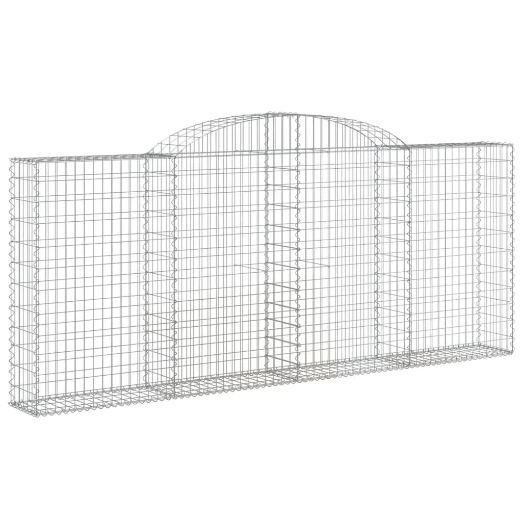 Set di 4 gabbioni ad arco per recinzione gabbia o muro di contenimento 300 x 30 x 120/140 cm ferro zincato argento 02_0041457