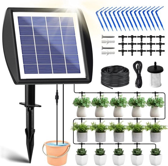 Sistema di Irrigazione - Set di 12 Piante Piantate - Sistema di Regolazione dell'Acqua Automatico con Alimentazione USB - Display a LED