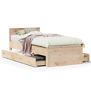 Letto singolo | Letto per adulti | Giroletto senza Materasso con Testiera 75x190 cm Massello Pino