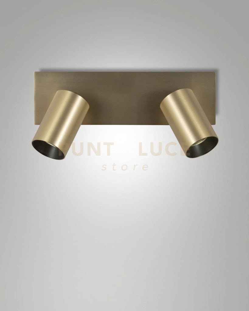 FLORES SPOT 2 LUCI OTTONE SATINATO ORIENTABILE ATTACCO GU10