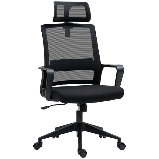Sedia da Ufficio Ergonomica 60x64Px102-112H cm con Poggiatesta e Altezza Regolabili Nero