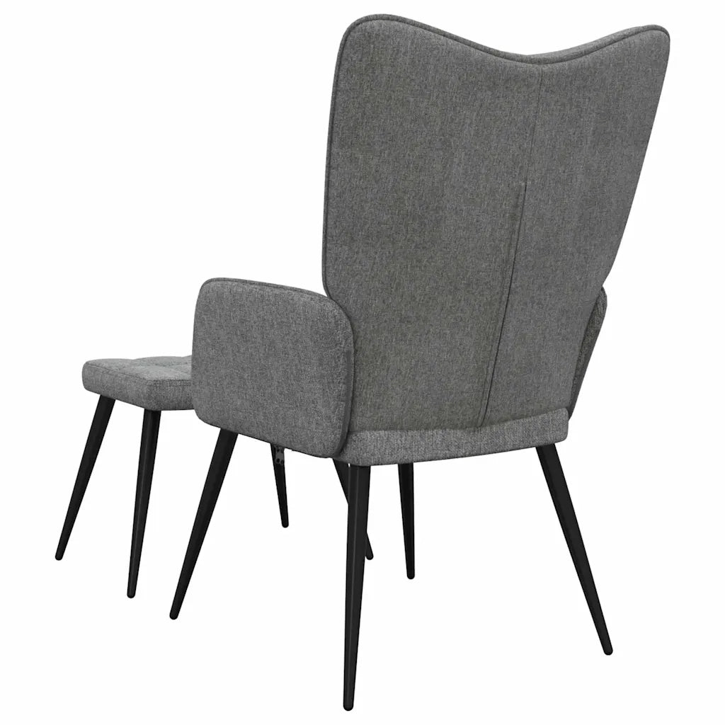 Poltrona | Sedia Relax con Sgabello Grigio Scuro in Tessuto