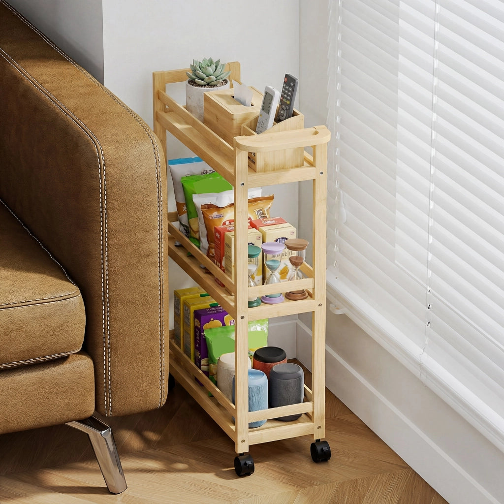 Carrello Portaoggetti per Bagno a 3 Livelli in Bamb¨´ ¨C zephmum ¨C 55x20x75 cm