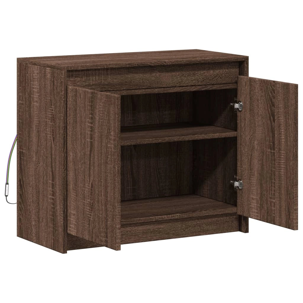 Buffet credenza cassettiera mobiletto mobile contenitore organizer per cucina soggiorno salotto con illuminazione a LED 72 x 34 x 61 cm legno ingegnerizzato marrone 02_0029790