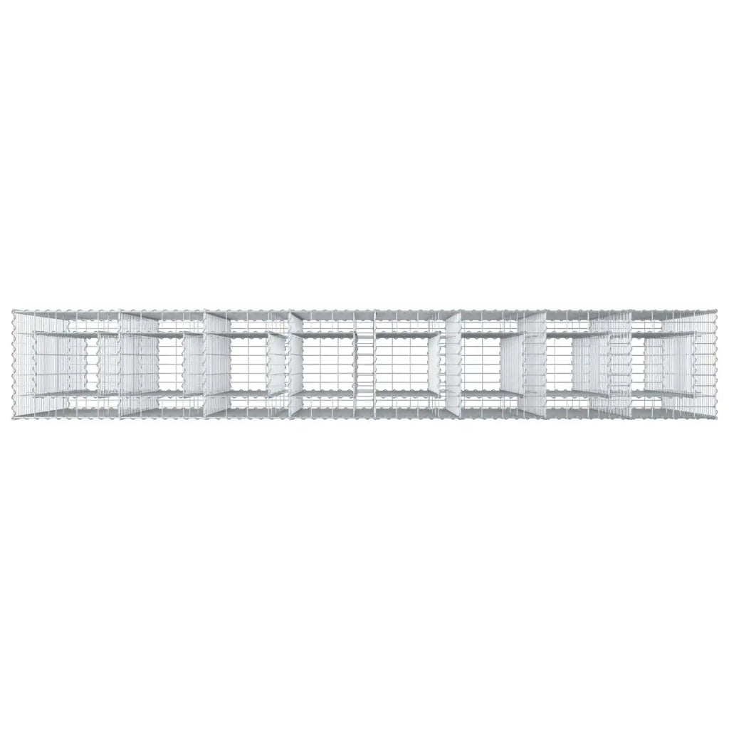 Letto rialzato in gabbione 4 pcs Argento 330 x 50 x 150 cm 3422236