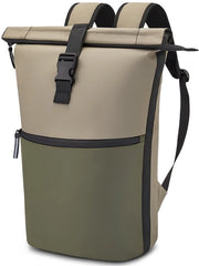 Borsa da Spalla Tascabile per Uomo e Donna, Grande Borsa da 18L-27L per Laptop con Tasca per Laptop da 17,3 Pollici, Borsa da Scuola Impermeabile in Pelle PU per Viaggi, Università, Lavoro, Verde