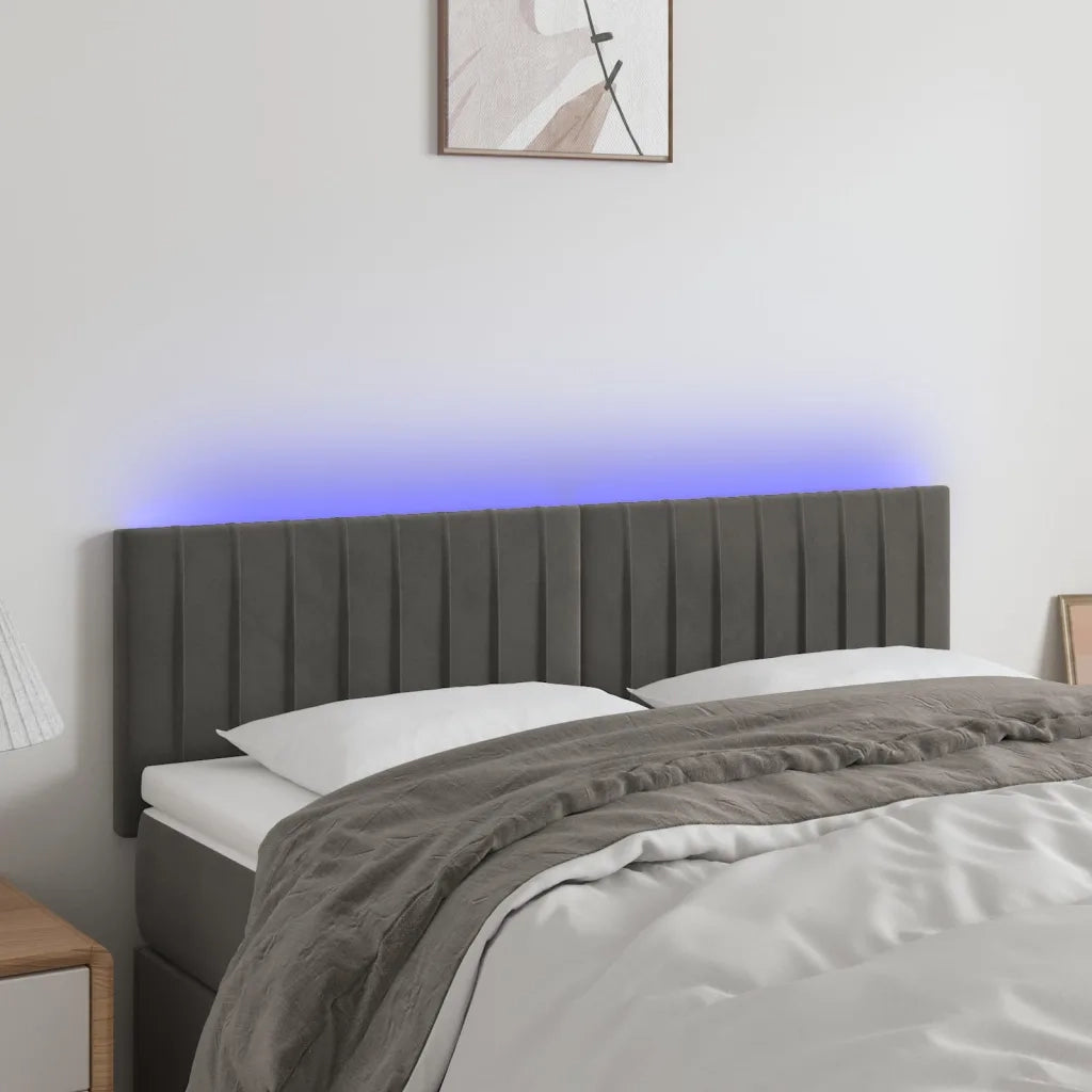 Testiera | Testata a LED Grigio Scuro 144x5x78/88 cm in Velluto
