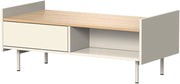 Tavolino Velina, Crema, 100 x 50 cm con 2 cassetti, adatto per riporre riviste e telecomandi