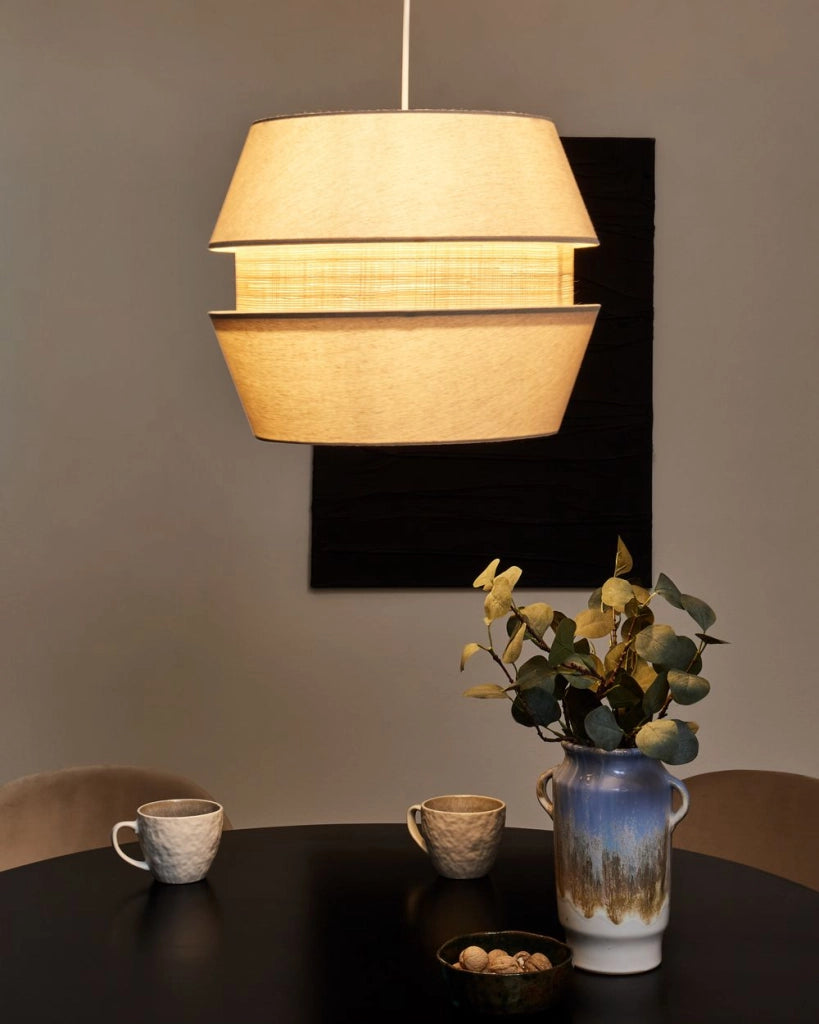 Lampada a sospensione Tessuto di carta blu 182 cm con frange e illuminazione a sospensione Retro Vintage