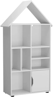 Scaffale per bambini Estell, Bianco, 71 x 148.4 cm, con ripiani aperti per la conservazione dei giocattoli